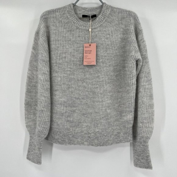 Quince Sweaters - Quince Women's Heather Gray Baby Alpaca-Merino Wool Crew Pullover Sweater sz S